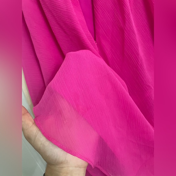 David's Bridal Pink High Neck Sleeveless Mini Bridesmaids Dress - Picture 10 of 10